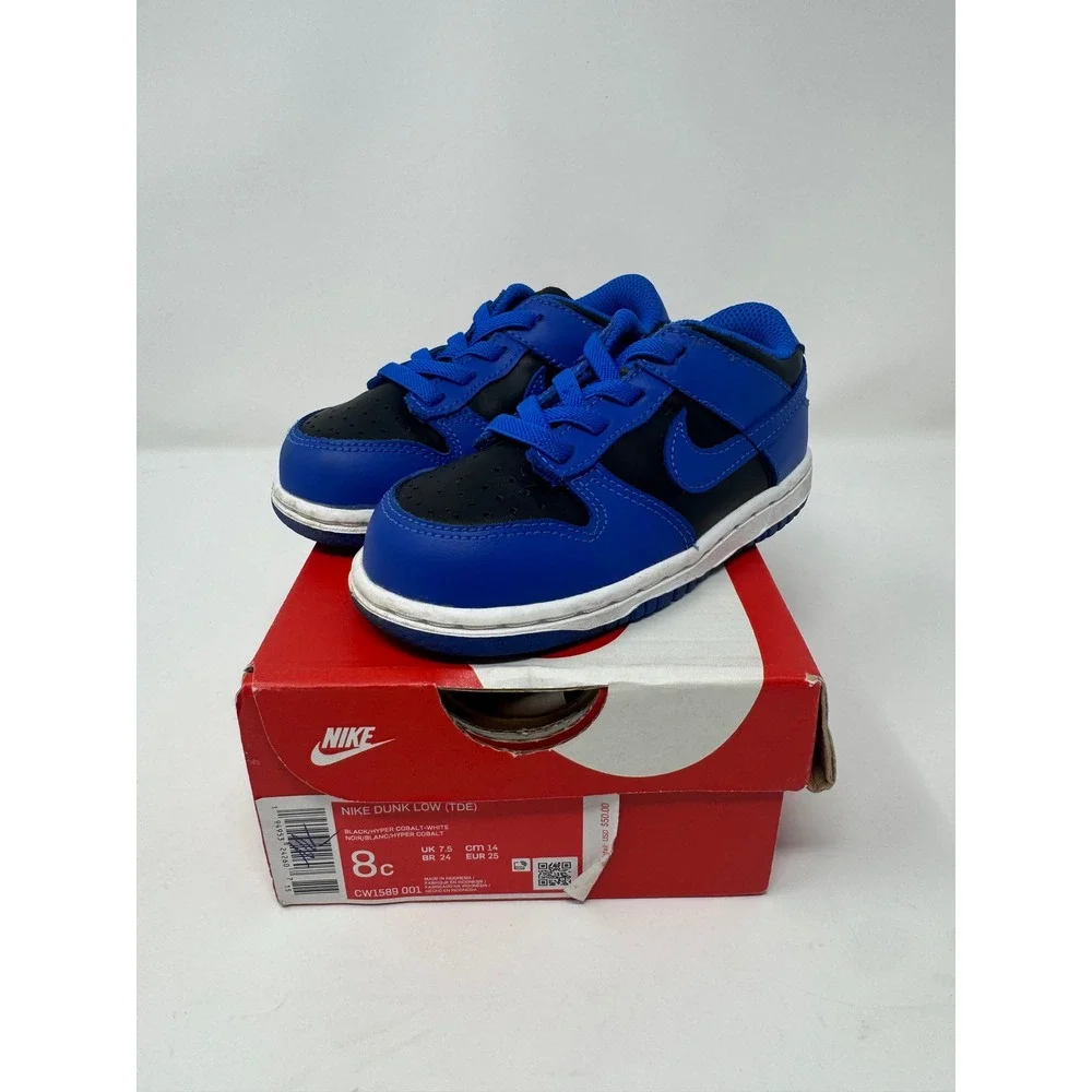 Nike Dunk Low TDE Hyper Cobalt Black Blue Toddler Sneakers CW1589-001 Size 8C